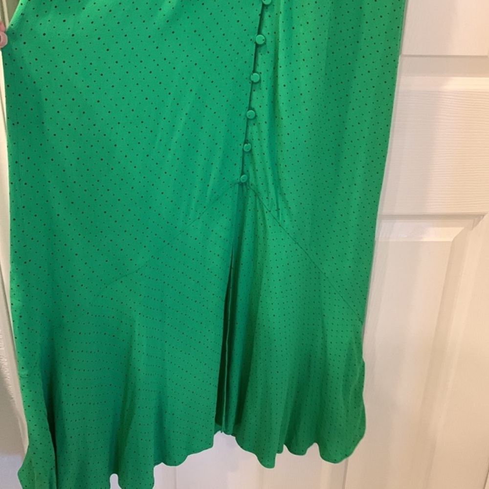 Whistles Kelly Green Micro Spot Polka Dot Modest Midi Dress Size 2 - Picture 11 of 12
